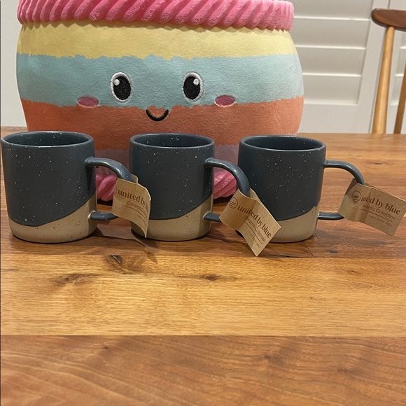 United By Blue Other - United By Blue Stoneware Dark Gray and Tan Mug Trio NWT
